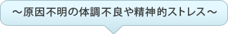 ～原因不明の体調不良や精神的ストレス～